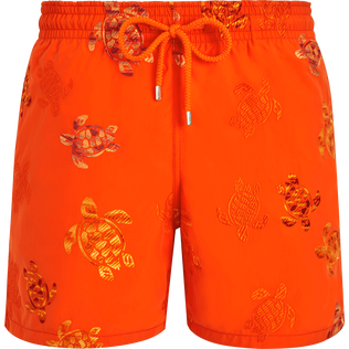 Men Swim Shorts Embroidered Tortue Multicolore - Limited Edition Apricot front view