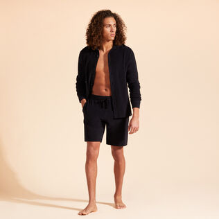 Solid Unisex-Bermudashorts aus Frottee Schwarz Details Ansicht 1