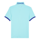 Men Cotton Pique Polo Shirt Solid Lazulii blue back view