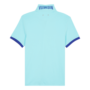 Men Cotton Pique Polo Shirt Solid Lazulii blue back view
