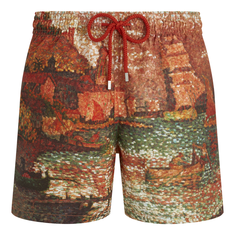Pantaloncini Mare Uomo 360 Sortie Du Port De St Tropez - Costume Da Bagno - Moopea - Rosso