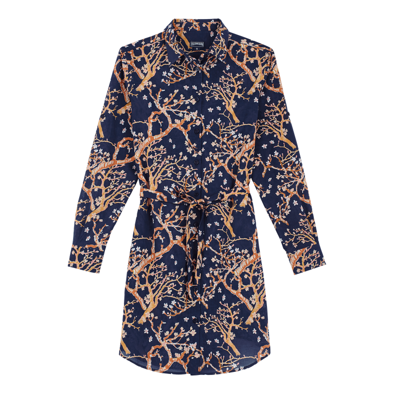 Women Cotton Voile Shirt Dress Sweet Blossom - Florence - Blue - Size S - Vilebrequin