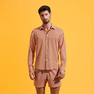 Camicia unisex leggera in voile di cotone Micro Mouettes Straw dettagli vista 3