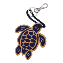 Turtle Cork Keyring Navy front view