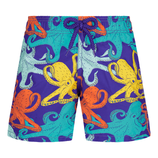 Boys Swim Shorts Octopussy Purple blue front view