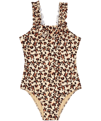 Bañador de una sola pieza con estampado Turtles Leopard para niña Straw vista frontal