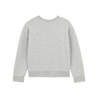 Girls Organic Cotton Sweatshirt Puff Tribal Turtles Print Heather grey back view