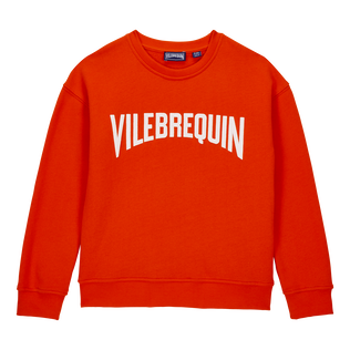 男童 Vilebrequin 徽标纯棉圆领运动衫 Poppy red 正面图