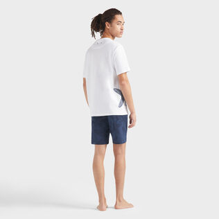 Camiseta de algodón orgánico con estampado Starlettes para hombre Blanco vista trasera desgastada
