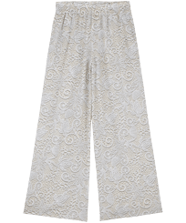 Pantalon en voile de coton femme dentelles Blanc vue de face