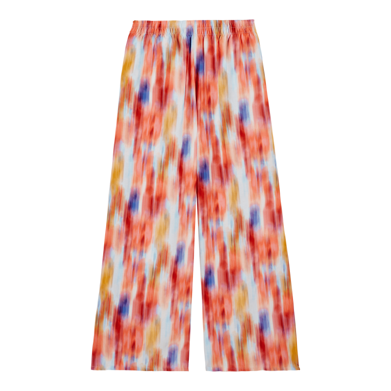 Women Silk Pants Ikat Flowers - Line - Multi