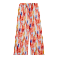 Pantaloni donna in seta Ikat Flowers Multicolore vista frontale
