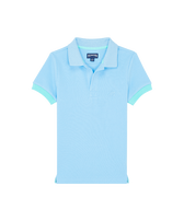 Boys Cotton Polo Solid Flax flower front view
