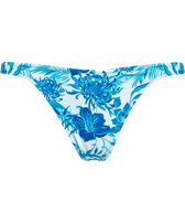 Slip bikini donna taglio tanga Tahiti Flowers Bianco vista frontale