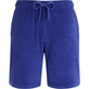 Unisex Terry Bermuda Solid Purple blue front view