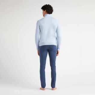 Men Wool Cashmere Full Zip Sweater Turtle Glacier back worn view