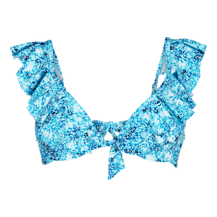 Haut de maillot de bain à armature femme Flowers Tie & Dye Bleu marine vue de face