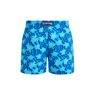 Bañador con estampado Ronde des Tortues y logotipo para hombre Blue topaz vista trasera