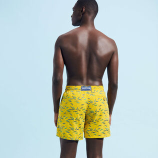 Men Swim Trunks Embroidered Gulf Stream - Limited Edition Sunflower back worn view