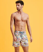 Men Swim Shorts Ultra-light and Packable Fish Family White front worn view