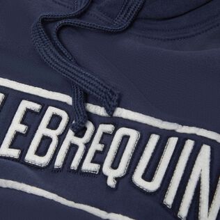 Boys Organic Cotton Hoodie Sweatshirt Stitched Logo Navy 细节视图4