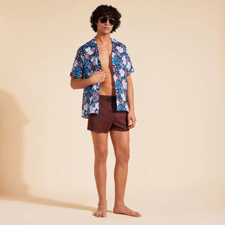 Men Swimwear Short and Fitted Stretch Solid Mahogany details view 1
