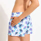 Shorty de bain femme ceinture plate Flash Flowers Purple blue vue de détail 2
