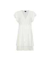 Vestito donna fluido in viscosa tinta unita Off white vista frontale