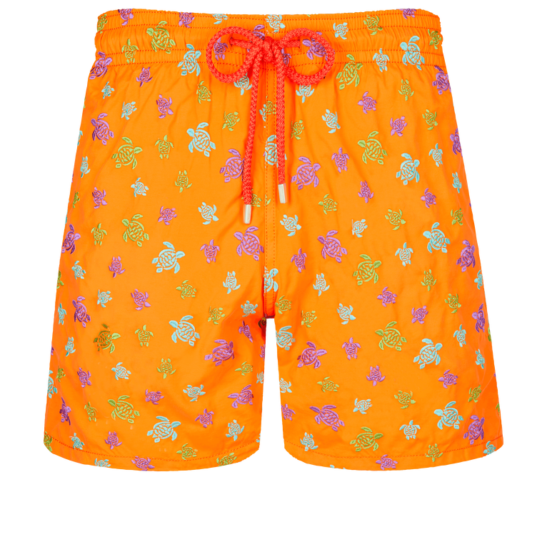 Men Swim Shorts Embroidered Micro Ronde Des Tortues Rainbow - Swimming Trunk - Mistral - Orange