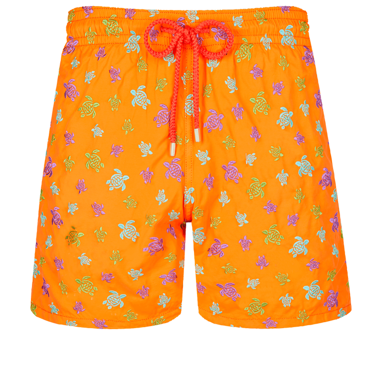 Men Swim Shorts Embroidered Micro Ronde Des Tortues Rainbow - Swimming Trunk - Mistral - Orange - Size S - Vilebrequin