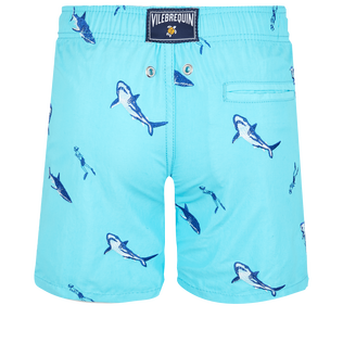 Boys Swim Trunks Embroidered 2009 Les Requins Lazulii blue back view