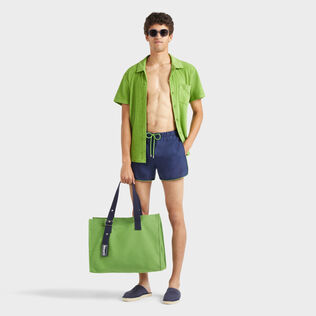 Men Linen Swim Trunks Solid Navy details view 1