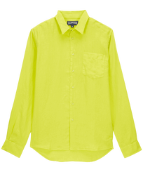 Men Linen Shirt Solid Ginger front view