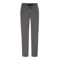 Men Tencel Cotton Elastic Waist Pants Anthracite front view