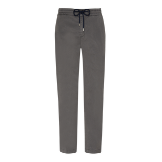 Men Tencel Cotton Elastic Waist Pants Anthracite front view