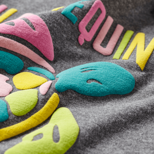 Camiseta con estampado Placed Multicolore Turtle para niña Heather anthracite detalles vista 1