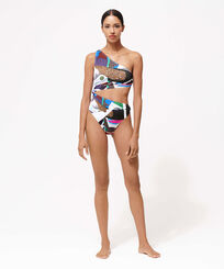 Costume intero donna asimmetrico Séduction - Vilebrequin x Deux Femmes Noires Multicolore vista frontale indossata
