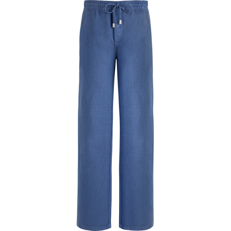 Pantalones De Lino De Color Liso Para Hombre - Pantalones - Pacha - Azul