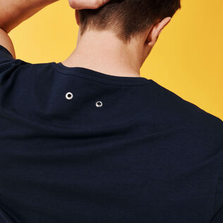 Camiseta de algodón con estampado Hypno Shell para hombre Azul marino detalles vista 2