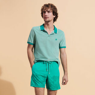 Men Swim Trunks Water-reactive Rascasses Tropezian green front worn view