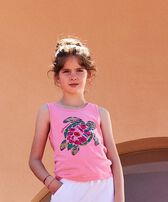 Girls Tanktop Provencal Turtle Candy front worn view