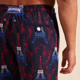 Men Swim Shorts Embroidered Poulpe Eiffel - Limited Edition Navy details view 2