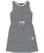 Girls Organic Cotton Striped Tank Dress Navy / white front view