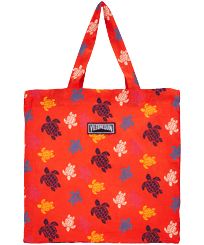 Borsa tote unisex in lino Ronde des Tortues Multicolores Papavero vista frontale