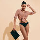 Braguita de bikini de talle medio de color liso para mujer Negro detalles vista 1