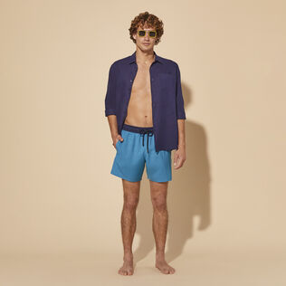 Men Wool Swim Shorts Super 120's Azure details view 1