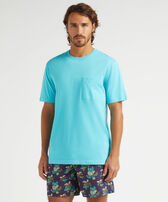 Men Organic Cotton T-shirt Solid Bora bora front worn view