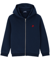 Boys Hooded Front Zip Sweatshirt Placed Back Gomy Navy front view
