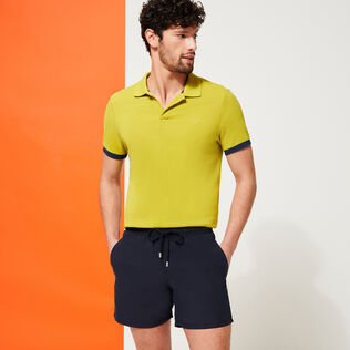 Men Swim Trunks Solid Black details view 1