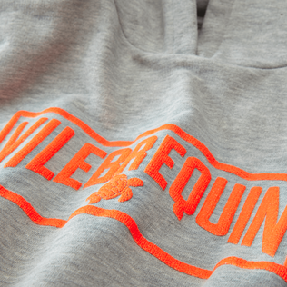 Grey hoodie with orange writing discount